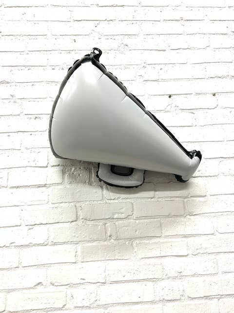White Cheer Megaphone Balloon 27"