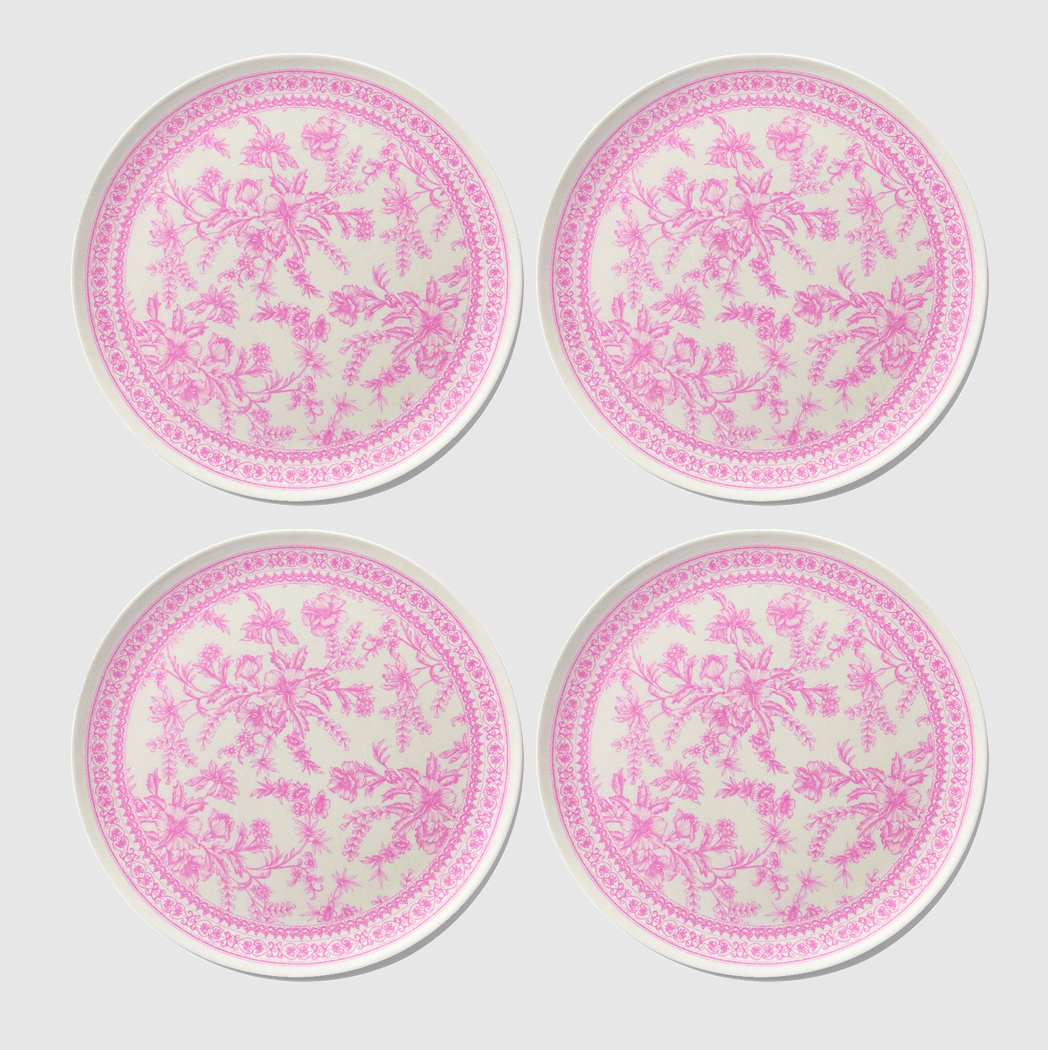Bamboo Pink Toile Large Plates (Pack of 4)