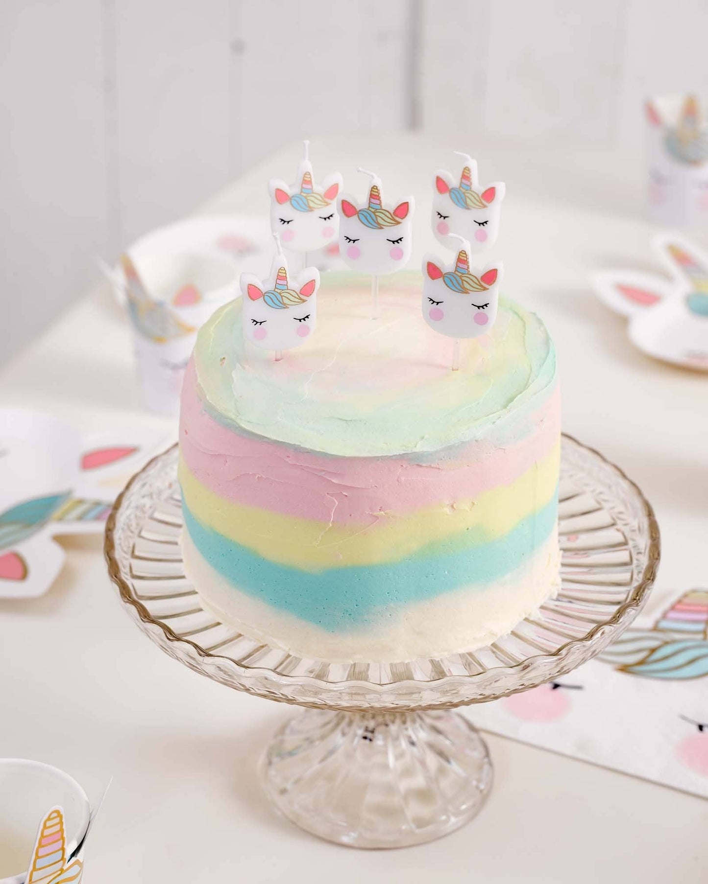 Unicorn Face Cake Candles | 5 Pack | Kids Birthday Party |