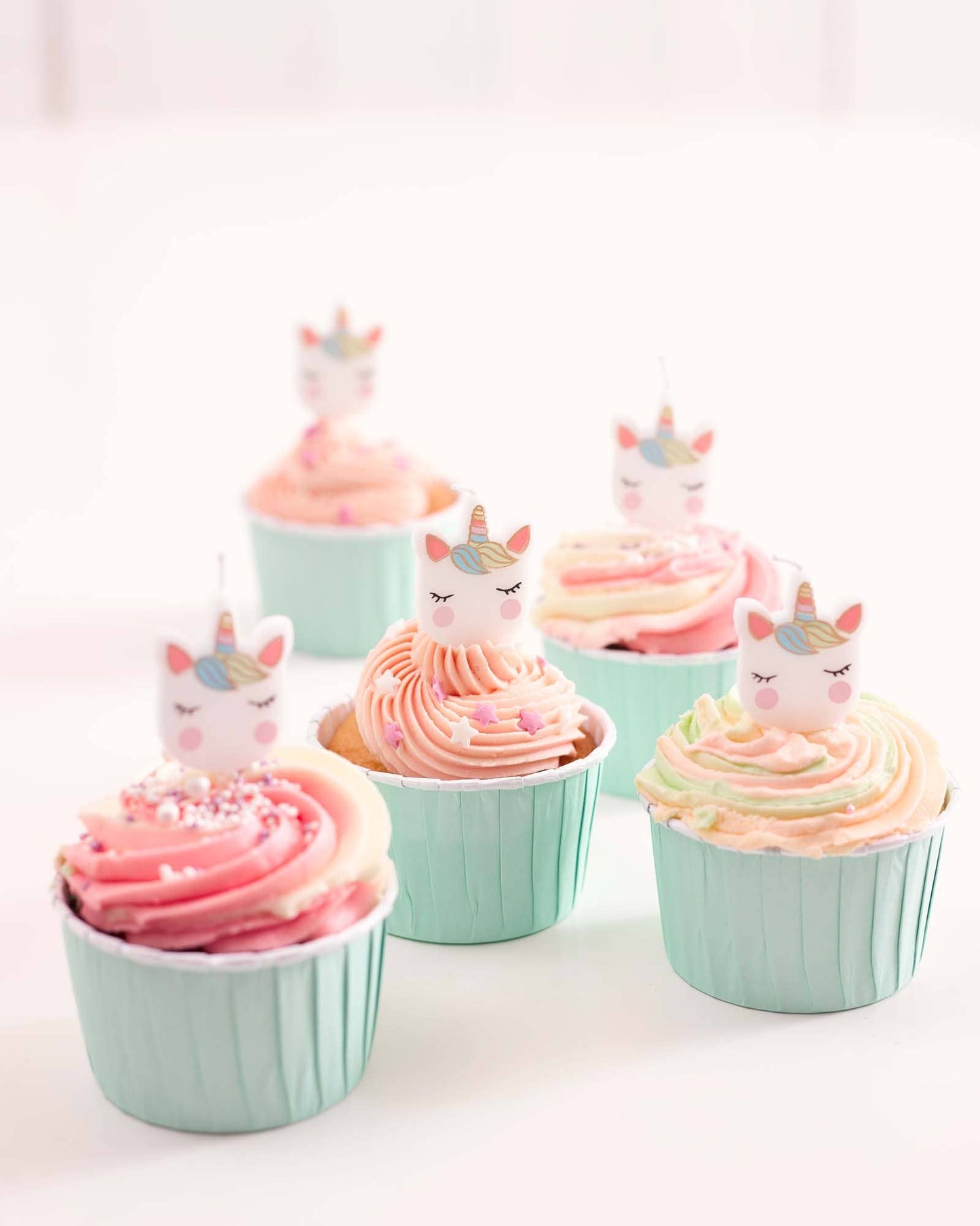 Unicorn Face Cake Candles | 5 Pack | Kids Birthday Party |