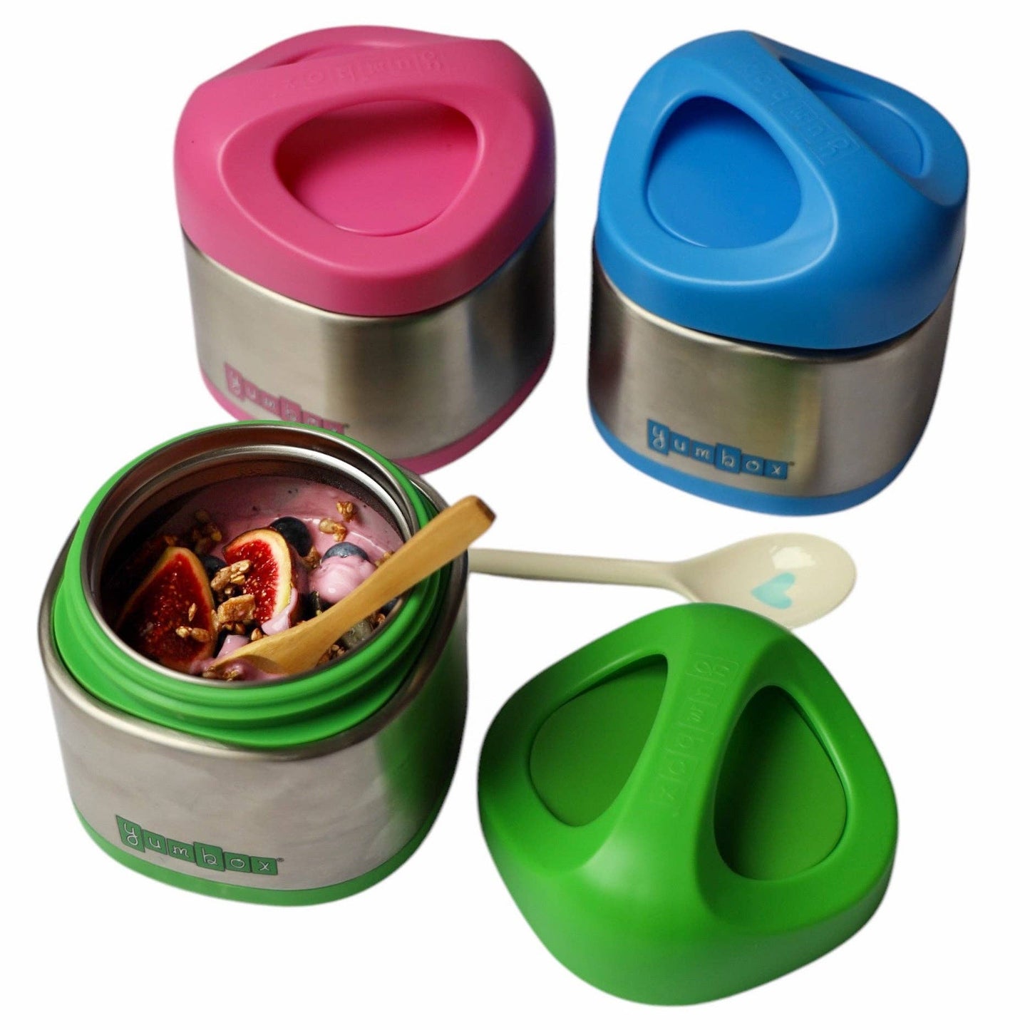 Yumbox Cubi Thermal Food Jar for Kids - Easy Carry and Open Lid 10 oz - Apple Green