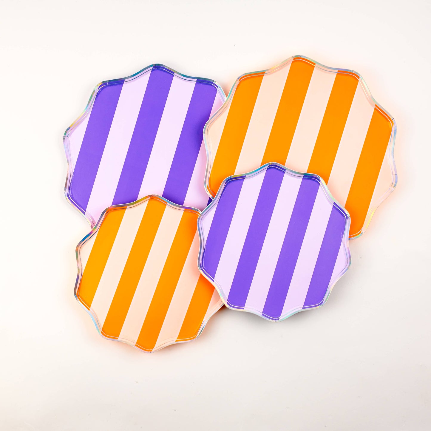 Pink, Orange & Purple Spooky Stripes Dinner Paper Plates
