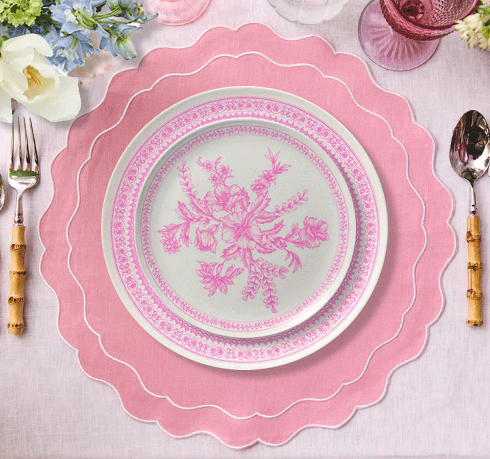 Bamboo Pink Toile Large Plates (Pack of 4)