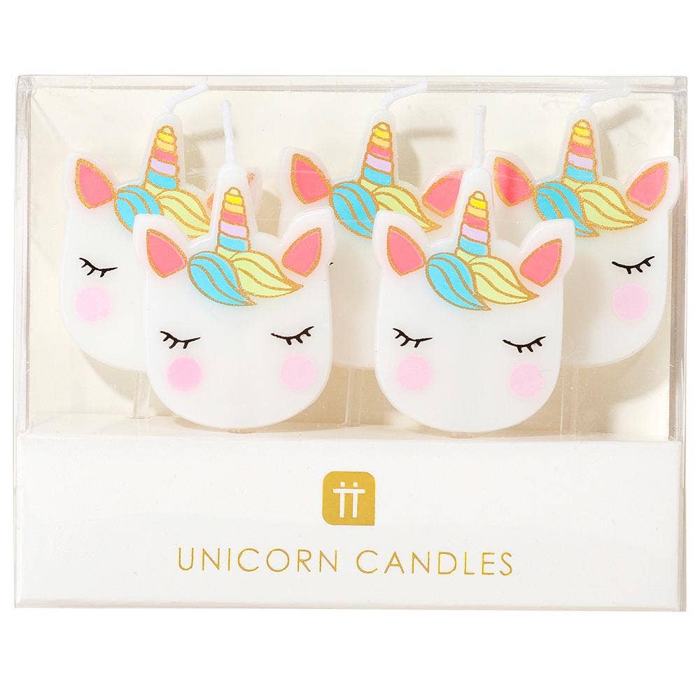 Unicorn Face Cake Candles | 5 Pack | Kids Birthday Party |