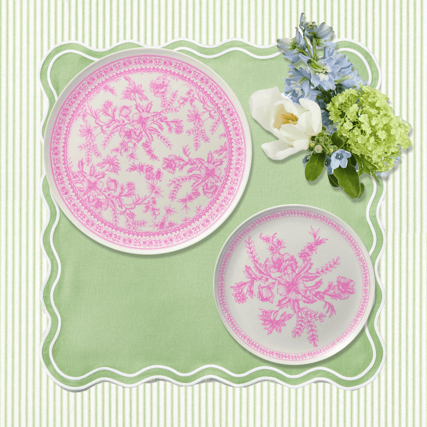 Bamboo Pink Toile Large Plates (Pack of 4)