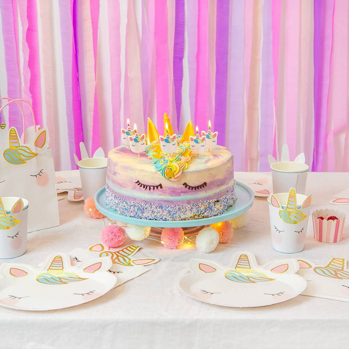 Unicorn Face Cake Candles | 5 Pack | Kids Birthday Party |