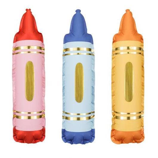 Crayon Foil Balloon 12 in. - 3 pack PartyDeco USA