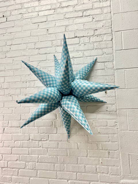 Blue Gingham Starburst Balloon 40"