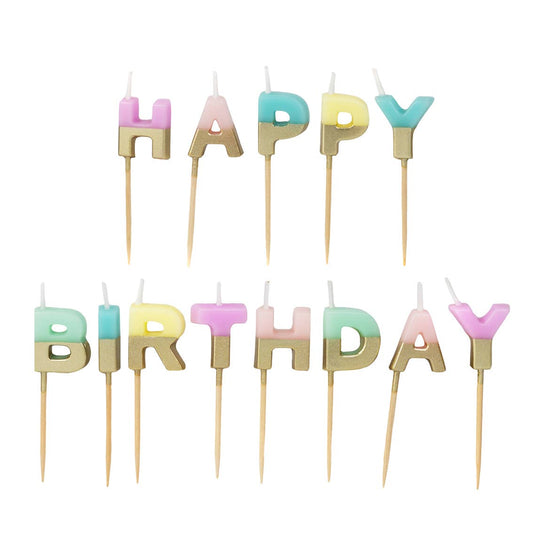 Pastel Color Happy Birthday Candles