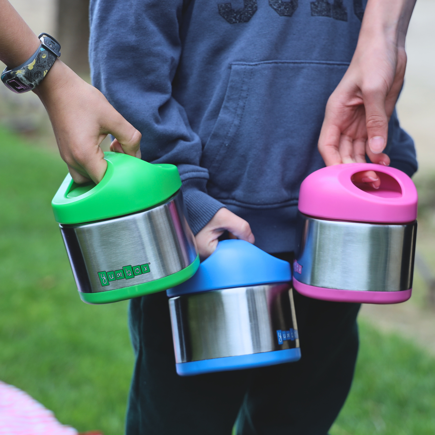 Yumbox Cubi Thermal Food Jar for Kids - Easy Carry and Open Lid 10 oz  - Apple Green