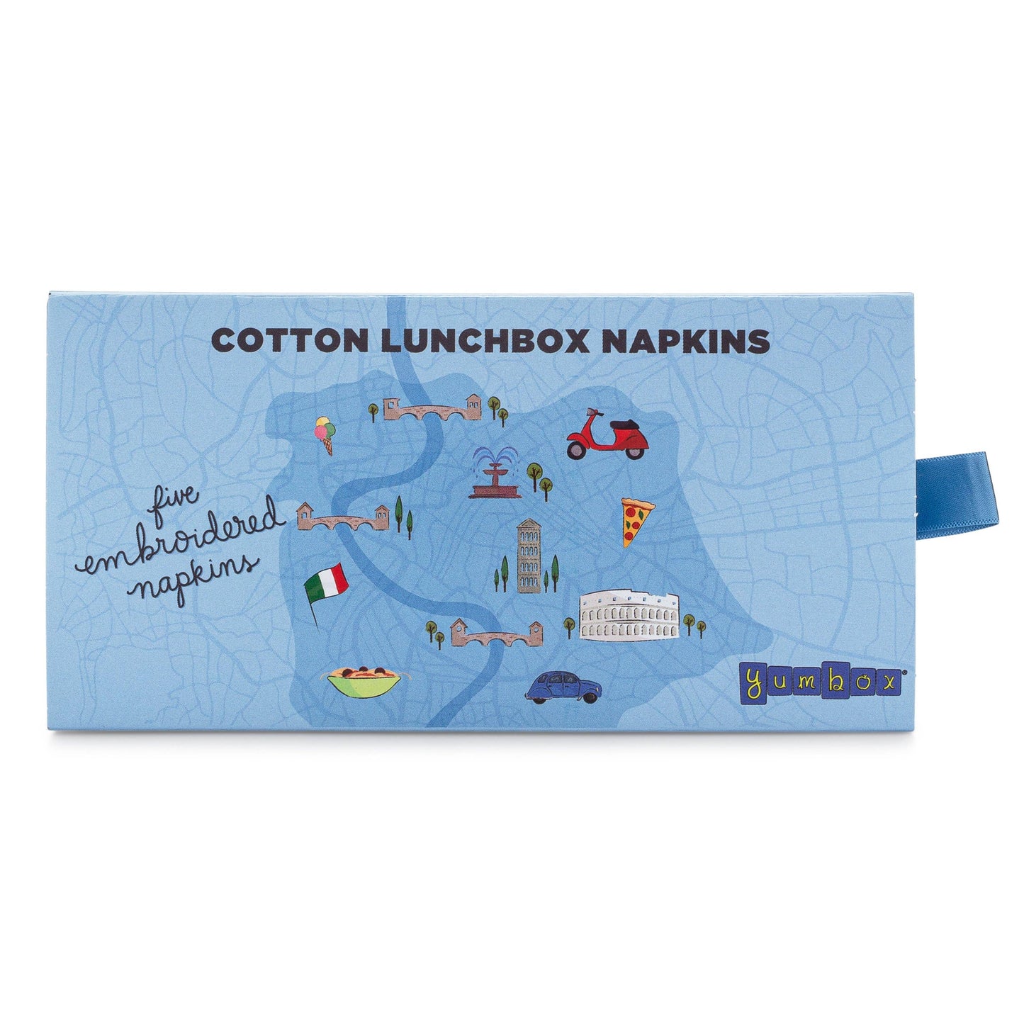 Reusable Embroidered Yumbox Cotton Napkin Set - Italian Days
