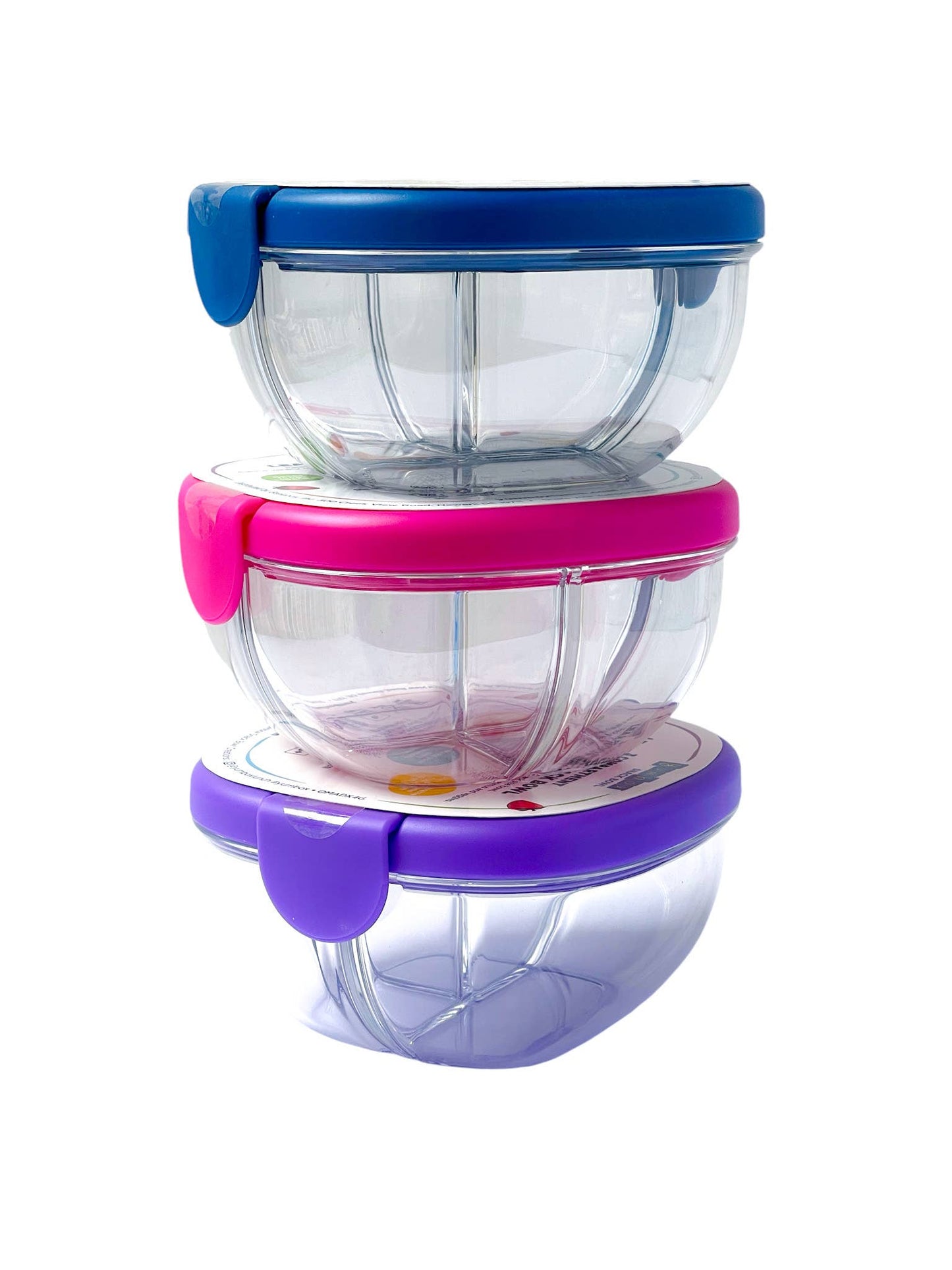 Leakproof Snack Bowl with 3 Compartment - Navy Blue