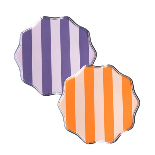 Pink, Orange & Purple Spooky Stripes Dinner Paper Plates