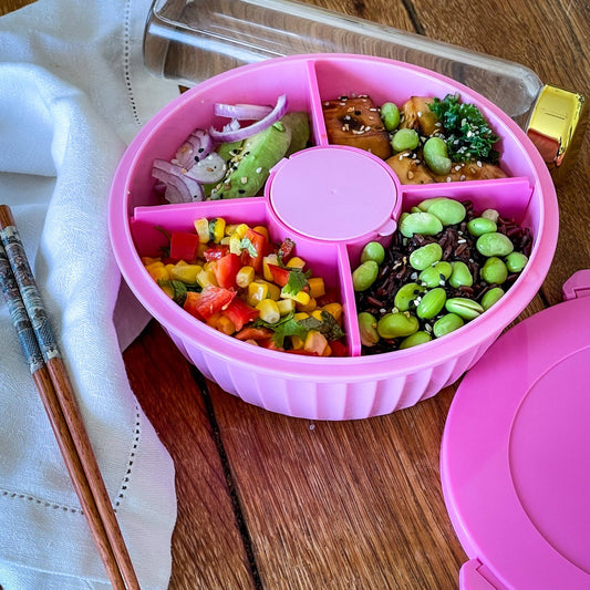 Poke Bowl with 4 Part Divider - Guava Pink