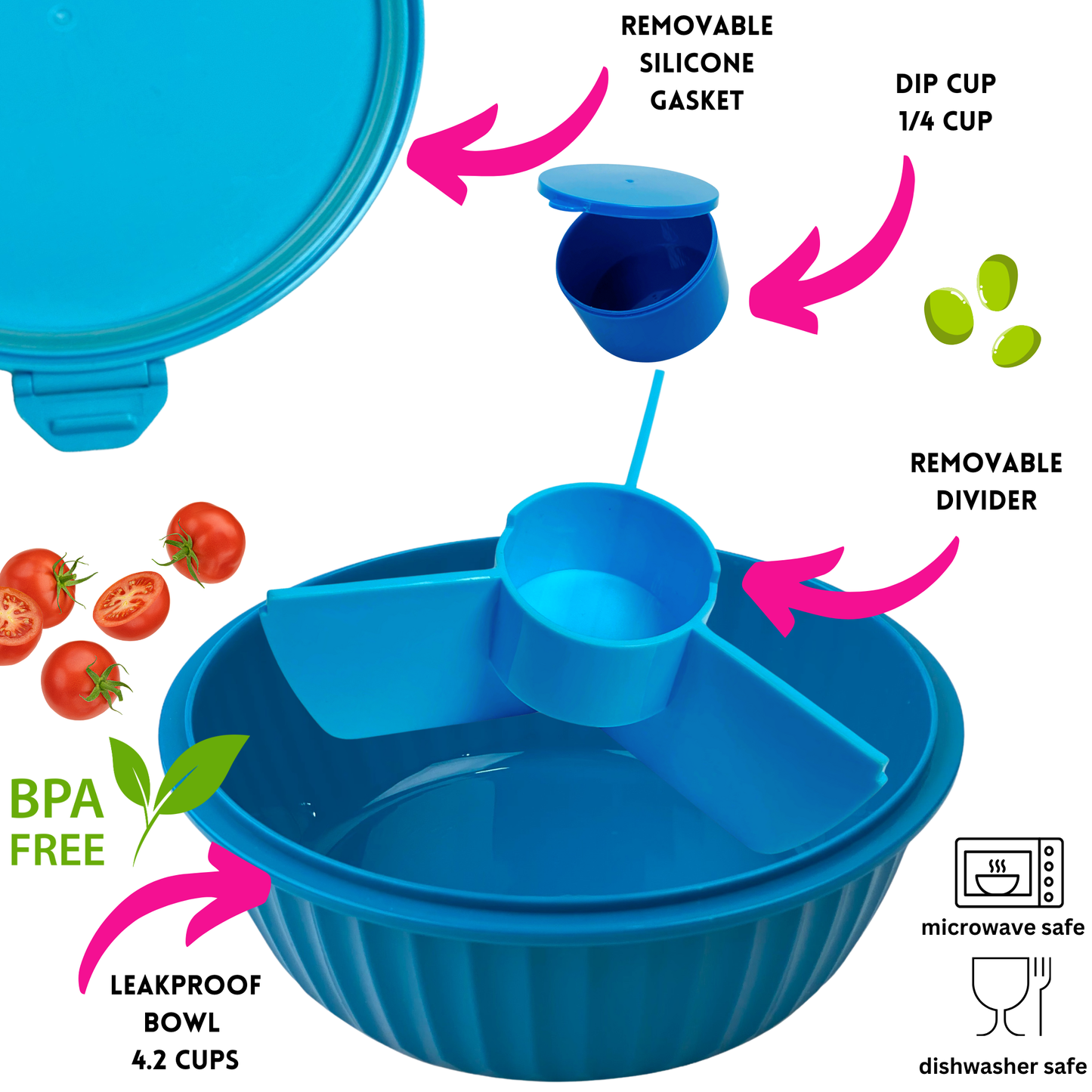 Yumbox Poke Bowl with 3 Part Divider - Lagoon Blue