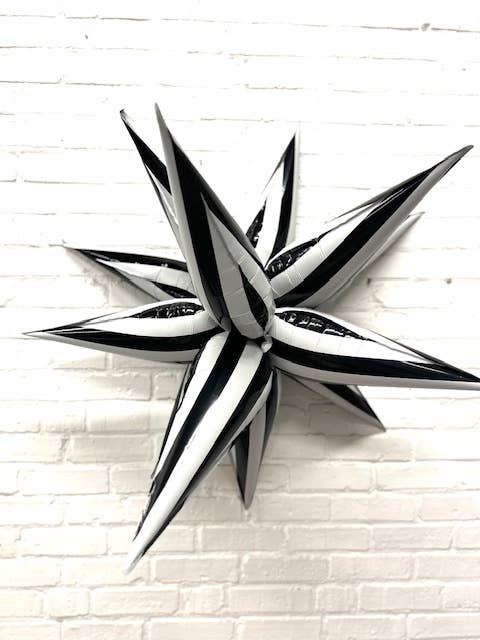 Black & White Striped Starburst Balloon 40"