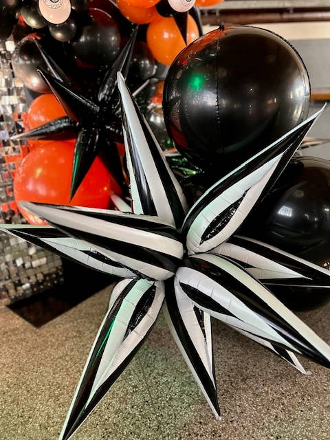 Black & White Striped Starburst Balloon 40"
