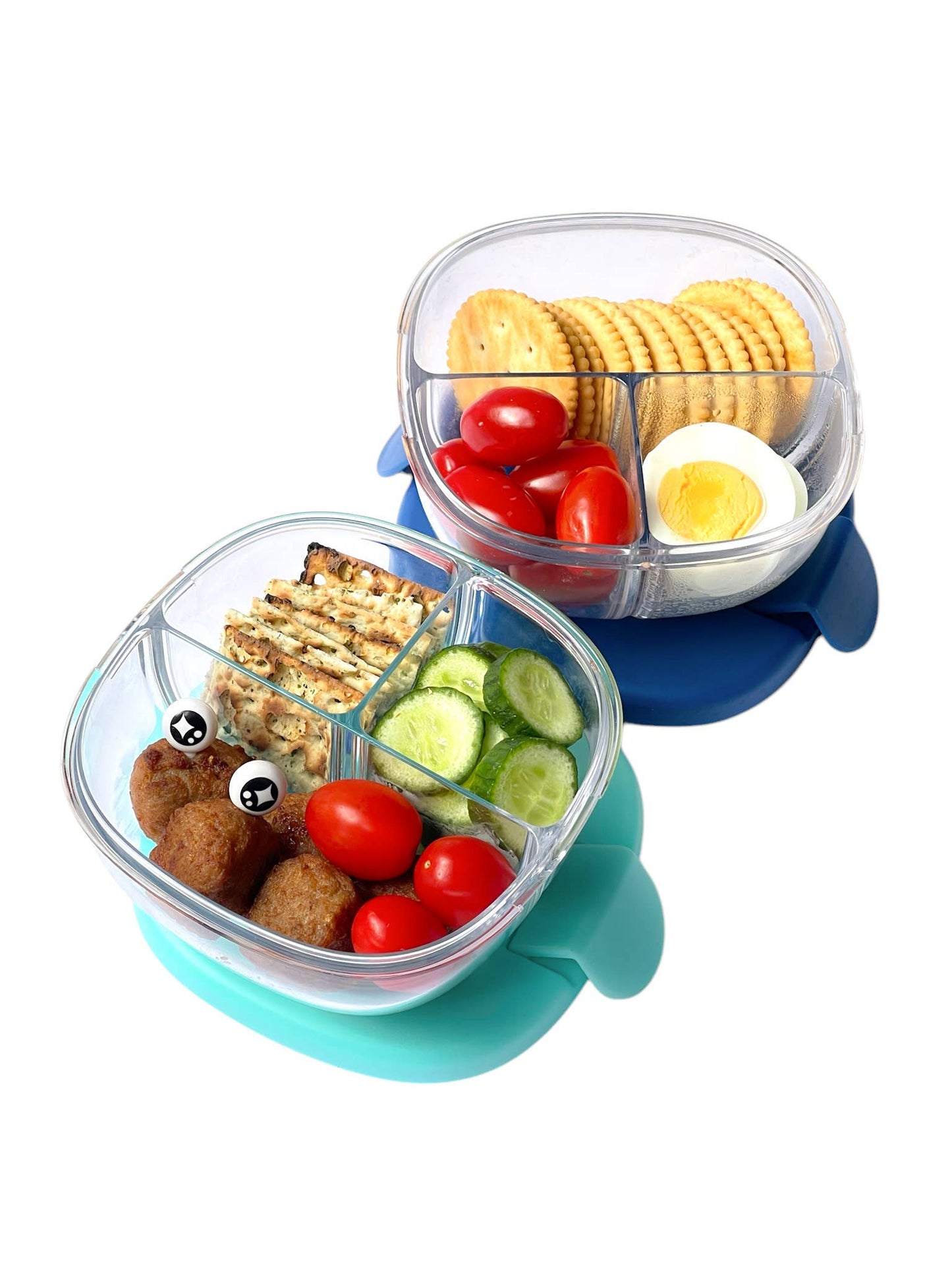 Leakproof Snack Bowl with 3 Compartment - Navy Blue