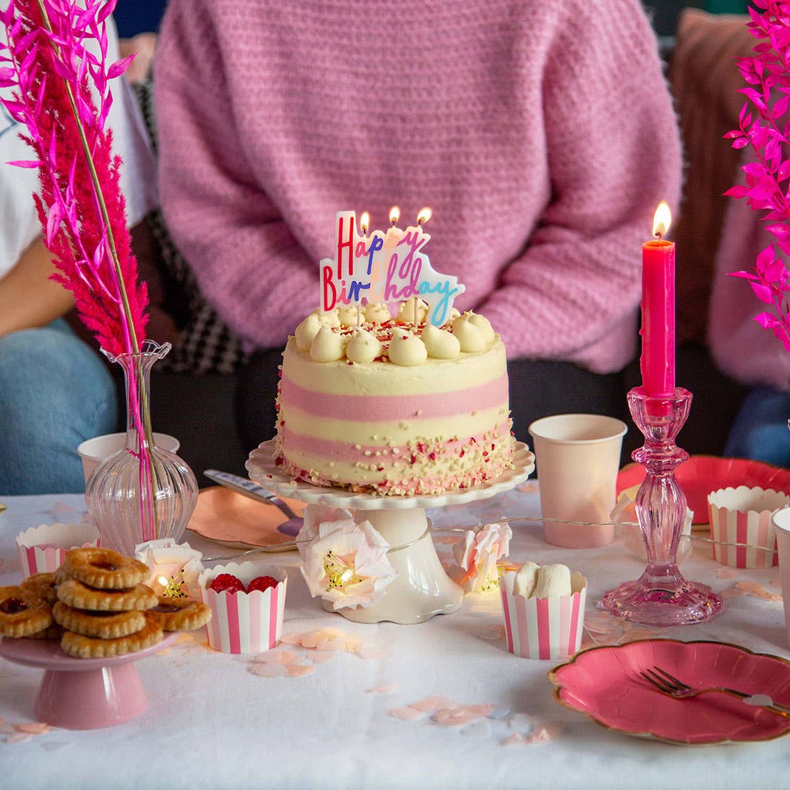 Pastel Happy Birthday Candle Cake Topper